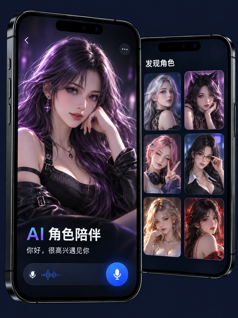 AI角色扮演APP界面示意